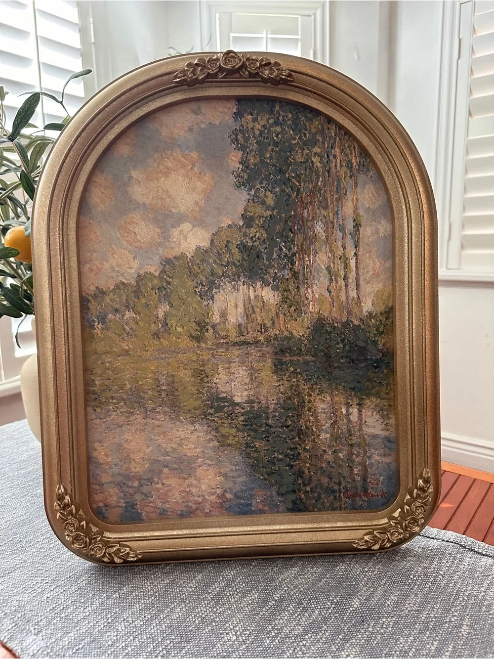 16x20” Poplars on the Epte by Claude Monet with ornate gold frame